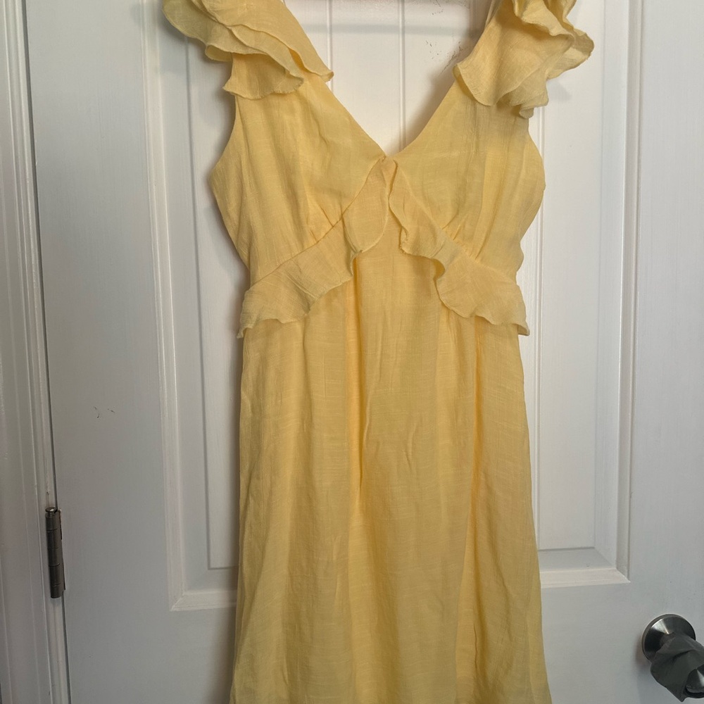 Mi Ami Yellow Ruffled Mini Sundress, yellow, size XS - Picture 2 of 5
